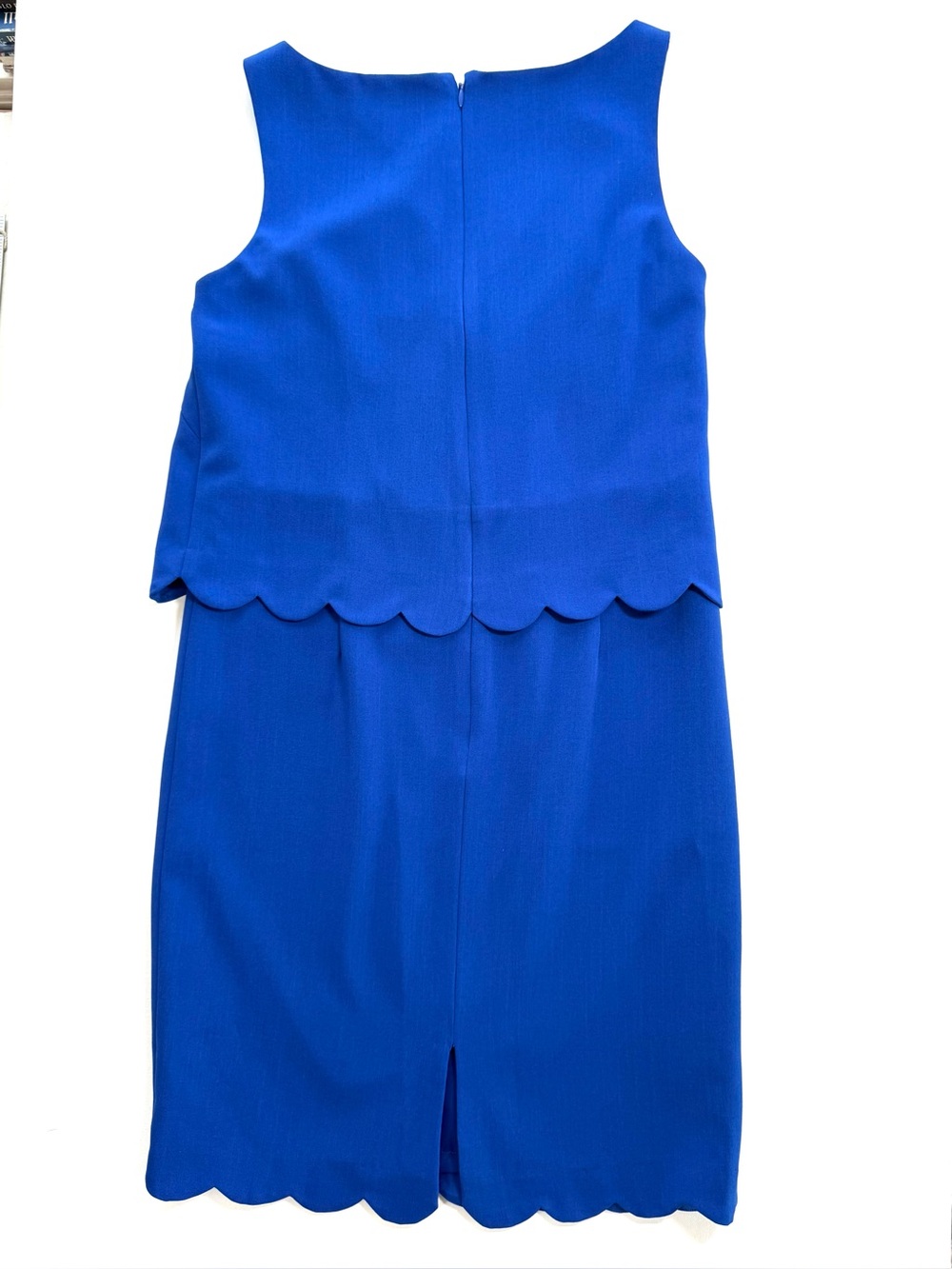 Saks Fifth Avenue Black label Royal Blue Scalloped Layer Shift Dress Size 2 - Picture 2 of 14